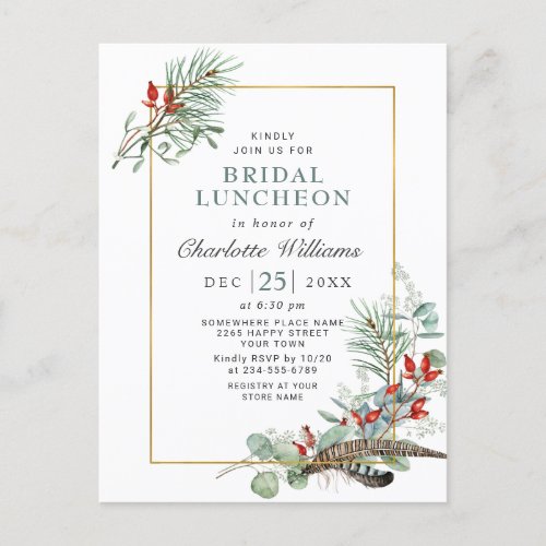 Elegant Eucalyptus Bridal Luncheon Invitations