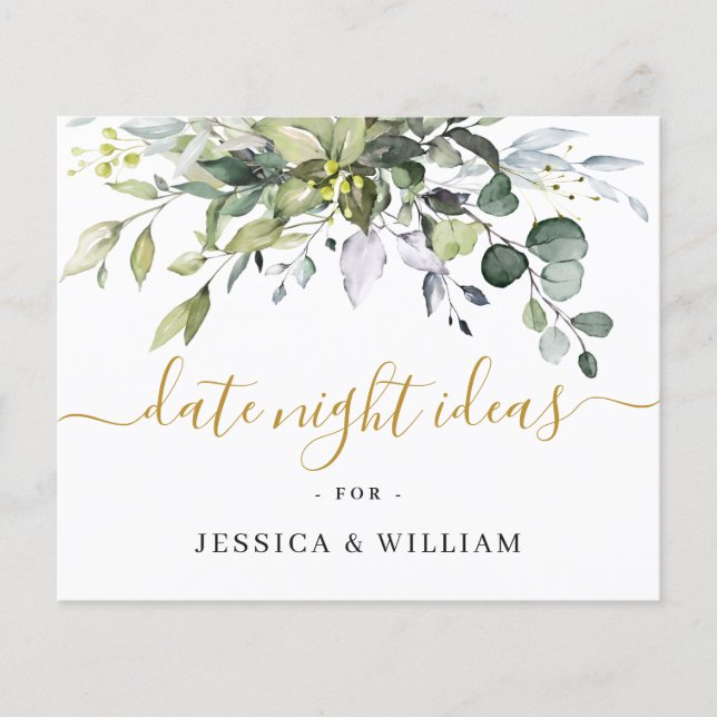 Elegant Eucalyptus Bridal Shower Date Night Idea (Front)