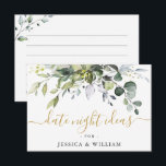 Elegant Eucalyptus Bridal Shower Date Night Idea A Advice Card<br><div class="desc">Elegant Eucalyptus Bridal Shower Date Night Idea Advice Card.</div>