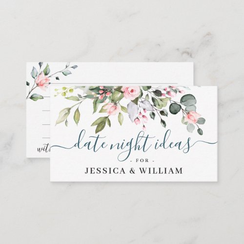 Elegant Eucalyptus Bridal Shower Date Night Idea A Advice Card