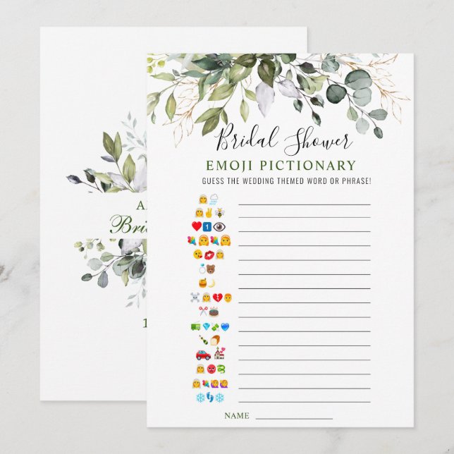 Elegant Eucalyptus Bridal Shower Game Card (Front/Back)