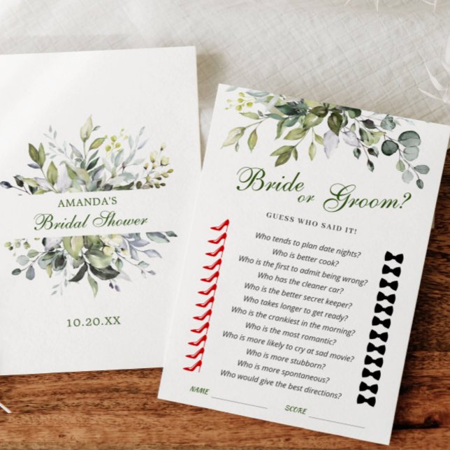 Elegant Eucalyptus Bridal Shower Game Card (Creator Uploaded)