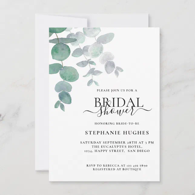 Elegant Eucalyptus Bridal Shower Invitation Zazzle 5378