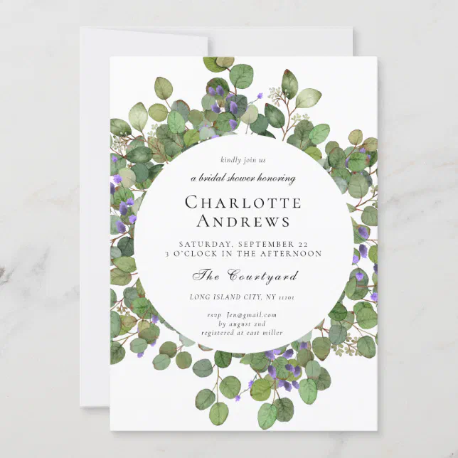 Elegant Eucalyptus Bridal Shower Invitation Zazzle 9604