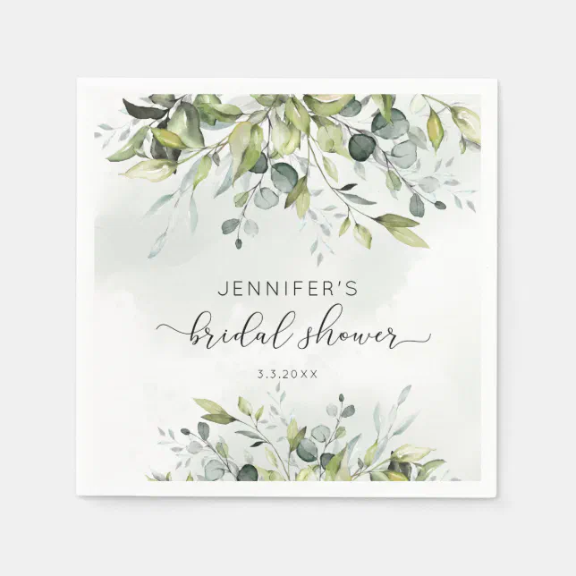 Elegant eucalyptus bridal shower napkins Zazzle