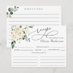Elegant Eucalyptus Bridal Shower Recipe Card