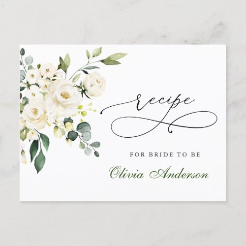 Elegant Eucalyptus Bridal Shower Recipe Card