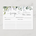 Elegant Eucalyptus Bridal Shower Recipe Card<br><div class="desc">For further customization,  please click the "customize further" link and use our design tool to modify this template. 
If you need help or matching items,  please contact me.</div>