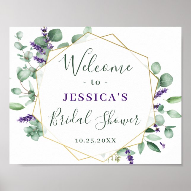 Elegant Eucalyptus BRIDAL SHOWER Welcome Sign (Front)