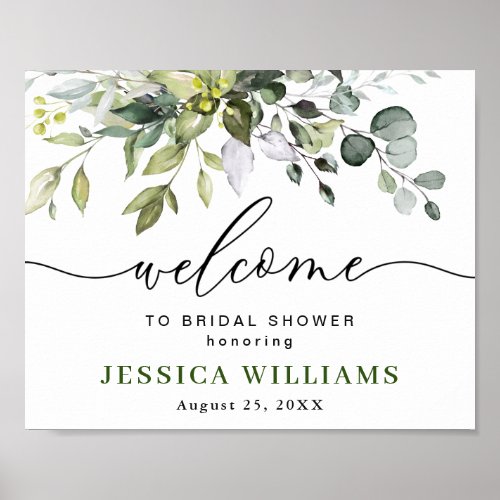 Elegant Eucalyptus BRIDAL SHOWER Welcome Sign