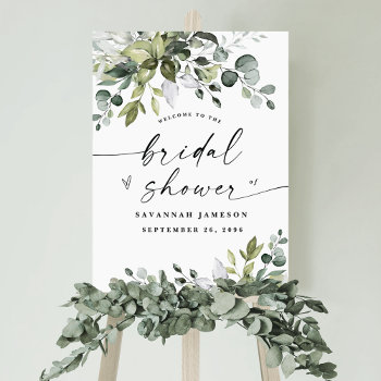 Elegant Eucalyptus Bridal Shower Welcome Sign by RusticWeddings at Zazzle