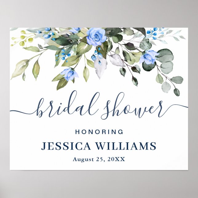 Elegant Eucalyptus BRIDAL SHOWER Welcome Sign (Front)
