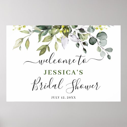 Elegant Eucalyptus BRIDAL SHOWER Welcome Sign