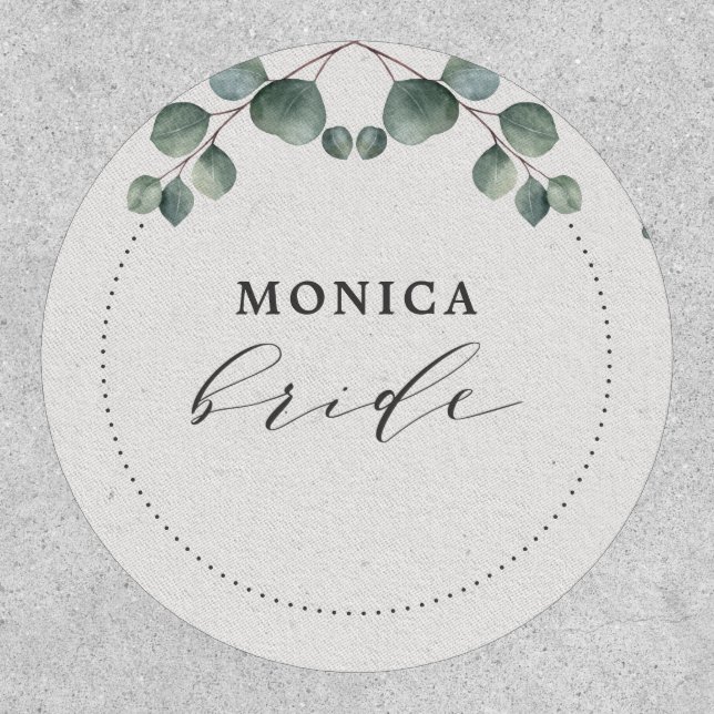 Elegant Eucalyptus Bride Name Patch (Front)