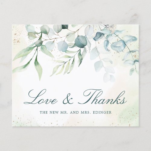Elegant Eucalyptus Budget Wedding Thank You Card