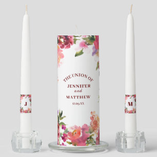 Elegant Eucalyptus burgundy Wedding Unity Candle S