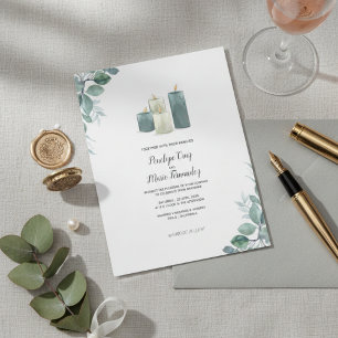 Elegant Eucalyptus & Candle Watercolor Wedding  Invitation
