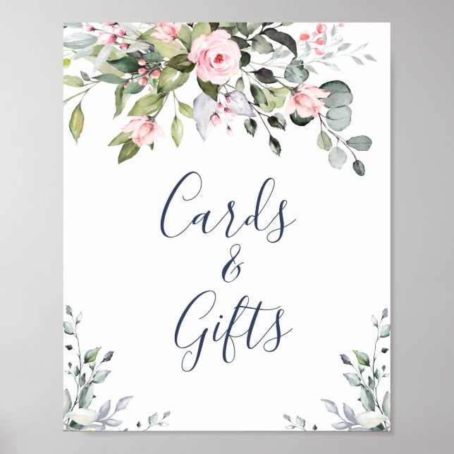 Elegant Eucalyptus Cards and Gifts Wedding Sign (Front)