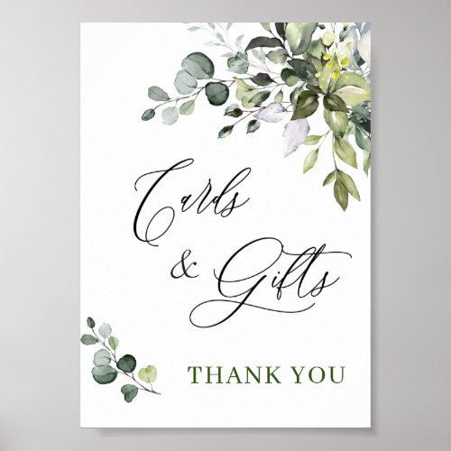 Elegant Eucalyptus Cards and Gifts Wedding Sign