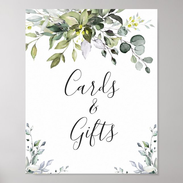 Elegant Eucalyptus Cards and Gifts Wedding Sign (Front)