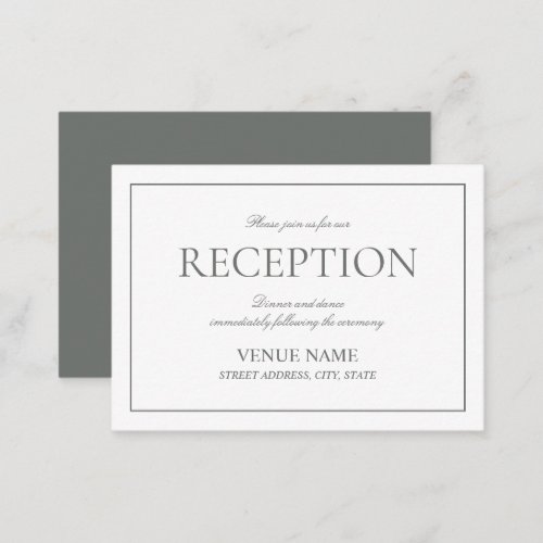 Elegant Eucalyptus Classic Script Reception Enclosure Card