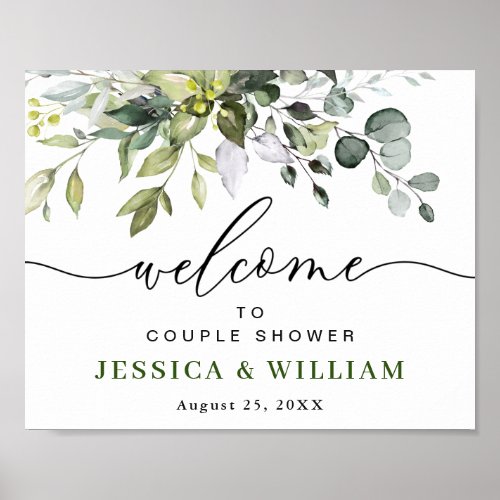 Elegant Eucalyptus COUPLE SHOWER Welcome Sign