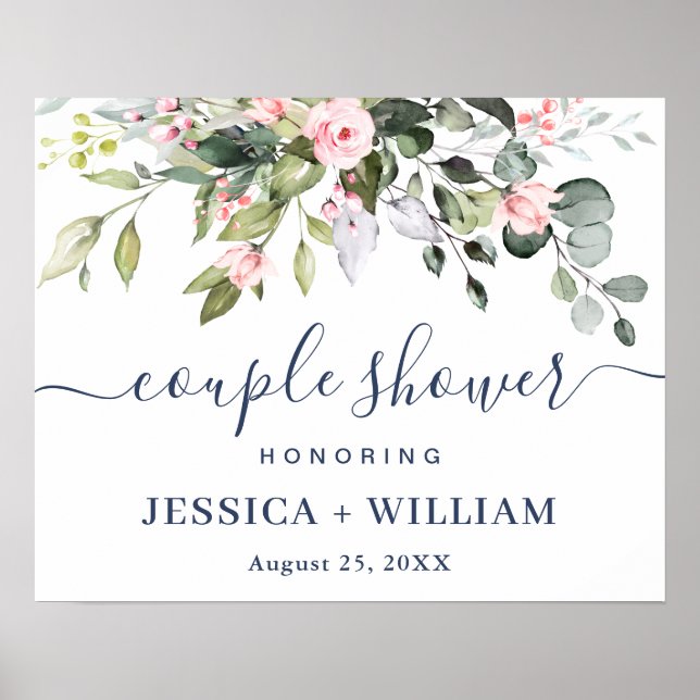Elegant Eucalyptus COUPLE SHOWER Welcome Sign (Front)