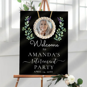Elegant Eucalyptus Custom Photo Retirement Welcome Foam Board