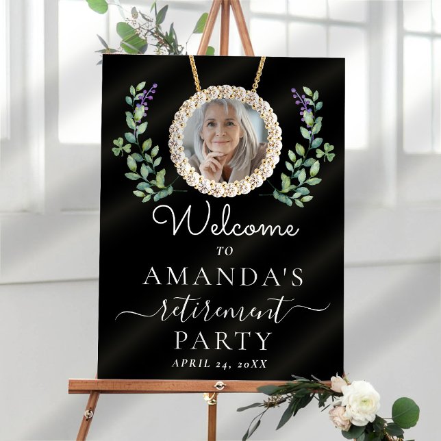 Elegant Eucalyptus Custom Photo Retirement Welcome Foam Board (Creator Uploaded)
