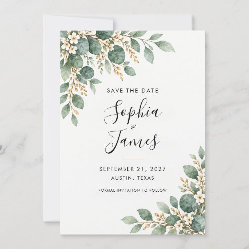 Elegant Eucalyptus Custom QR Code Save the Date