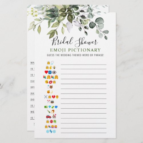 Elegant Eucalyptus Double_Sided Bridal Shower Game