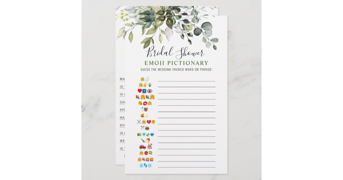 Elegant Eucalyptus Double-Sided Bridal Shower Game | Zazzle