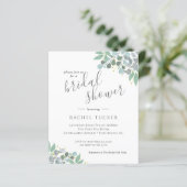 Elegant Eucalyptus Dusty Blue Bridal Shower Invite (Standing Front)