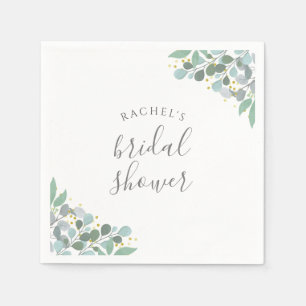 Elegant Eucalyptus Dusty Blue Bridal Shower Napkins
