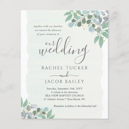 Elegant Eucalyptus Dusty Blue Wedding Invitation