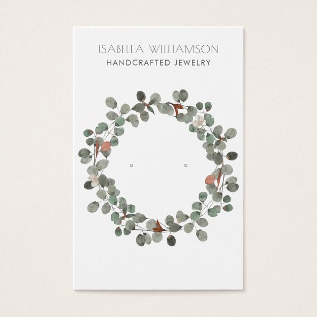 Elegant Eucalyptus Earring Jewelry Display Cards (Front)