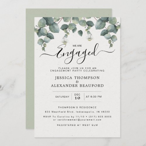 Elegant Eucalyptus Engagement Party Invitation