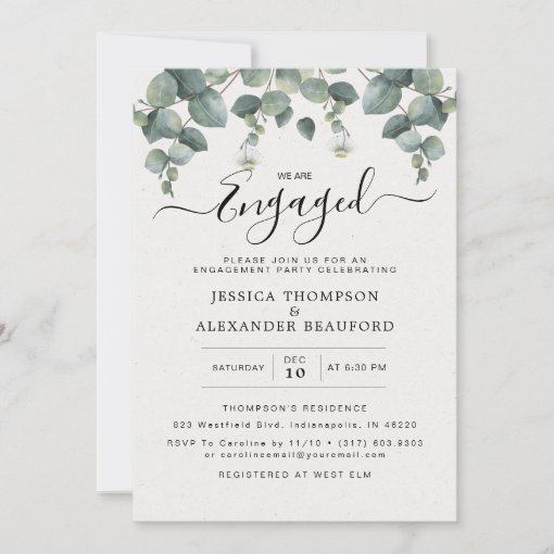 Elegant Eucalyptus Engagement Party Invitation | Zazzle