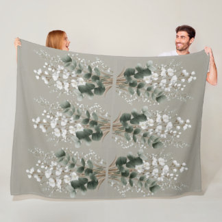 Elegant Eucalyptus Floral Branches Botanical Throw Fleece Blanket