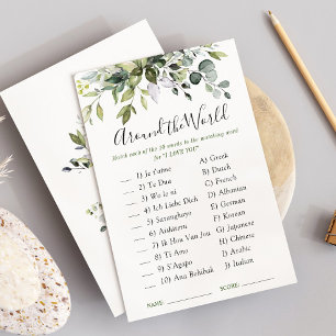 Elegant Eucalyptus Floral Bridal Shower Game Card
