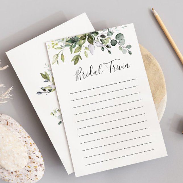 Elegant Eucalyptus Floral Bridal Shower Game Card (Creator Uploaded)