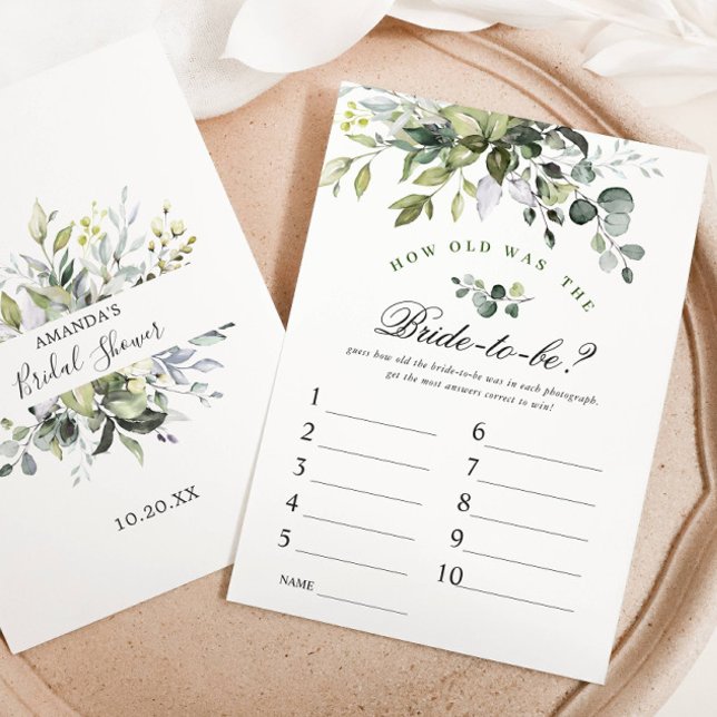 Elegant Eucalyptus Floral Bridal Shower Game Card (Creator Uploaded)