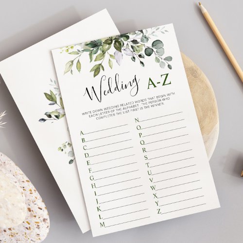 Elegant Eucalyptus Floral Bridal Shower Game Card