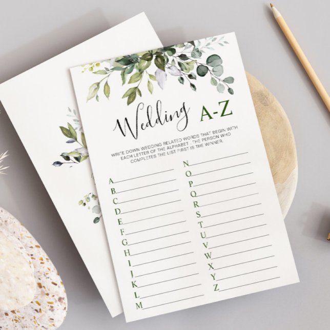 Elegant Eucalyptus Floral Bridal Shower Game Card (Creator Uploaded)