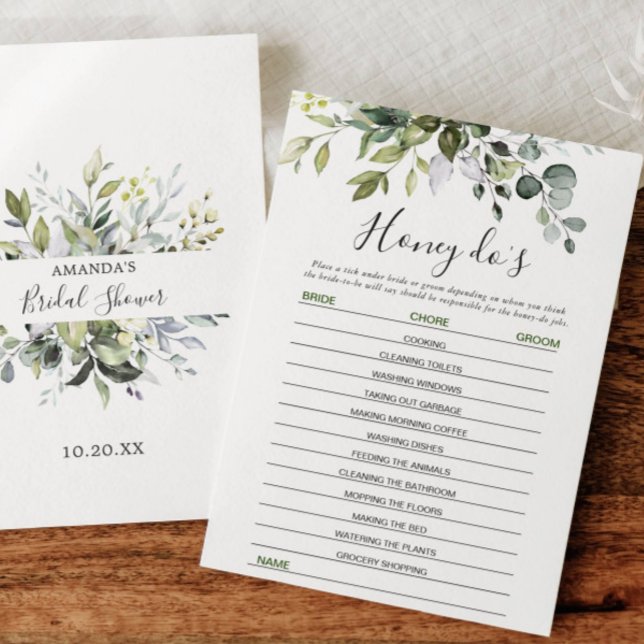 Elegant Eucalyptus Floral Bridal Shower Game Card (Creator Uploaded)