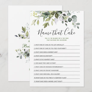 Elegant Eucalyptus Floral Bridal Shower Game Card