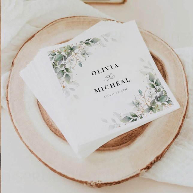 Elegant Eucalyptus Floral Greenery Wedding Napkins (Creator Uploaded)