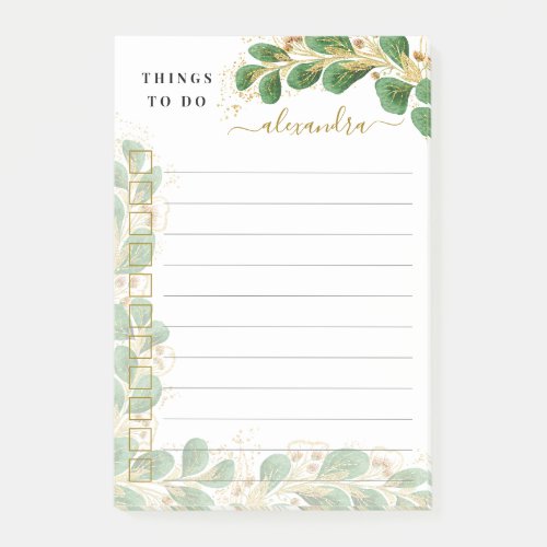 Elegant Eucalyptus Floral Lined Things To Do Post_it Notes