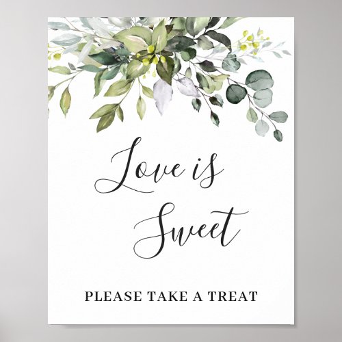 Elegant Eucalyptus Floral Love is Sweet Wedding Poster