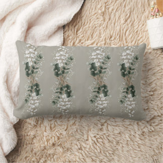 Elegant Eucalyptus Floral Lumbar Pillow – Botanica